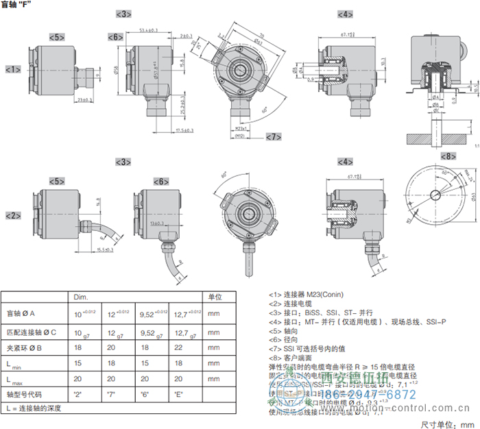 AC58-并口光電絕對(duì)值通用編碼器外形及安裝尺寸(盲軸F) - 西安德伍拓自動(dòng)化傳動(dòng)系統(tǒng)有限公司