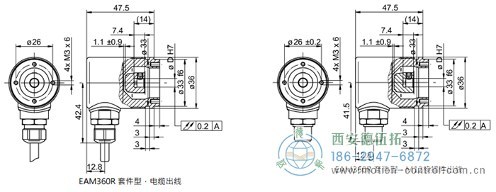 MAGRES EAM360R-K - Analog磁式絕對值重載編碼器外形及安裝尺寸(編碼器套件) - 西安德伍拓自動化傳動系統有限公司