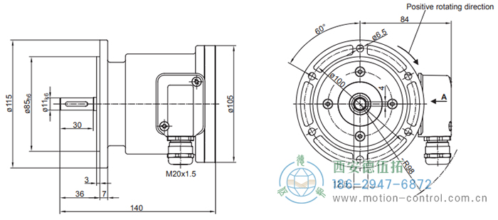POG 86E增量重載編碼器外形及安裝尺寸(軸型, 帶歐式法蘭B10) - 西安德伍拓自動化傳動系統有限公司