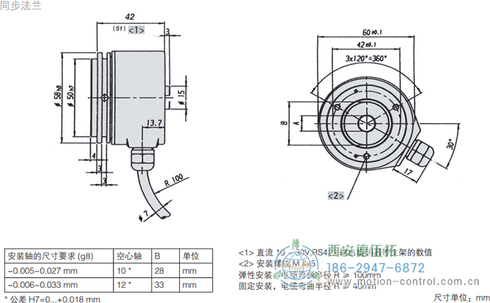 RI58-H空心軸光電增量通用編碼器外形及安裝尺寸 - 西安德伍拓自動化傳動系統有限公司